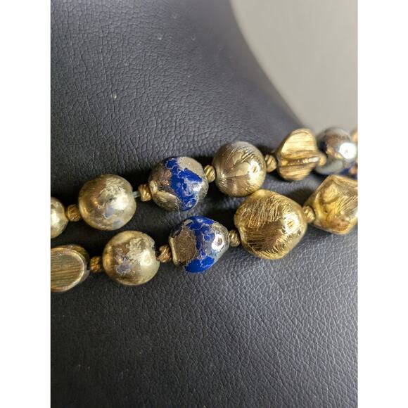 VTG Signed Hattie Carnegie Two Strand Goldtone & Silver Tone Beaded 19" Necklace - Picture 8 of 15